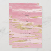 金ゴールドピンクマーブル絵画抽象芸術 招待状 (正面/裏面)