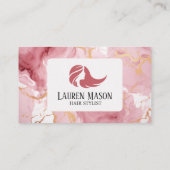 金ゴールドピンクマーブル美容師ヘアサロン 名刺 (裏面)