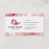 金ゴールドピンクマーブル美容師ヘアサロン 名刺 (正面)