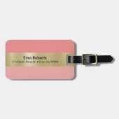 金ゴールドピンクミニマルブラック文字 ラゲッジタグ (正面横)