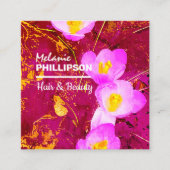 金ゴールドピンクモダンヘア美しいスクエア スクエア名刺 (正面)