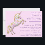 金ゴールドピンクユニコーンウマ誕生日ベビーシャワー 招待状<br><div class="desc">トレンドベーエレガントビーのシャワーのためのスパークリー豪華な探し足は、この招待フローレンスKデザインの主要なデコ</div>