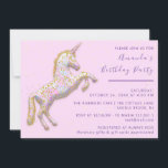 金ゴールドピンクユニコーンウマ誕生日ベビーシャワー 招待状<br><div class="desc">トレンドベーエレガントビーのシャワーのためのスパークリー豪華な探し足は、この招待フローレンスKデザインの主要なデコ</div>