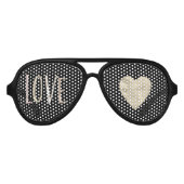 金ゴールドピンクラブハート感動的引用文 アビエーターサングラス (正面)