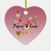 金ゴールドピンクラブハート セラミックオーナメント (正面)