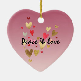 金ゴールドピンクラブハート セラミックオーナメント