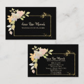 *~*金ゴールドピンクラベンダーエレガントグリッター花 名刺 (正面/裏面)