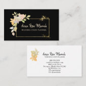 *~*金ゴールドピンクラベンダーグリッターフローラ エレガント 名刺 (正面/裏面)