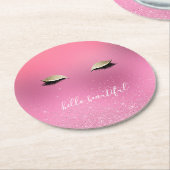 金ゴールドピンクリグジーな目 ラウンドペーパーコースター (アングル)