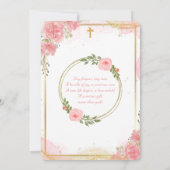 金ゴールドピンクローズフローラフォトバプテスマ《キリスト教》洗礼式や命名式 招待状 (裏面)