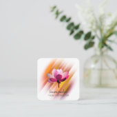 金ゴールドピンクロータスフラワーヨガインストラクター禅美術 スクエア名刺 (スタンド正面)