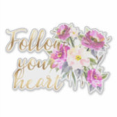 金ゴールドピンク後を追フローラハート水色 シール (正面)