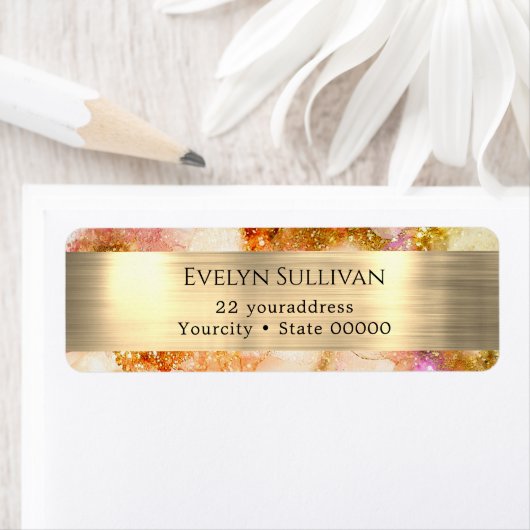 金ゴールドピンク水色フェイク箔差出人住所 ラベル (インサイチュ)