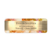 金ゴールドピンク水色フェイク箔差出人住所 ラベル (正面)