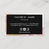 金ゴールドピンク水色黒縁ど名刺 名刺 (裏面)