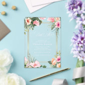 金ゴールドピンク熱帯ビーチ目的地ブライダルシャワー アクリル招待状 (インサイチュ (ウェディング))