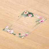 金ゴールドピンク熱帯ビーチ行先結婚式 アクリル招待状 (レイダウン)