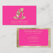 金ゴールドピンク獣医動物病院ペットシッター 名刺 (正面/裏面)