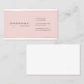 金ゴールドピンク白お洒落デザインエレガントトレンディープレーン 名刺 (正面/裏面)