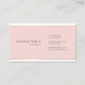 金ゴールドピンク白お洒落デザインエレガントトレンディープレーン 名刺 (正面)