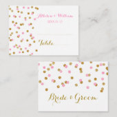 金ゴールドピンク紙吹雪テーブルの場所設定カード プレイスカード (正面/裏面)