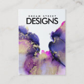 金ゴールドピンク紫色の水彩表示カード 名刺 (正面)