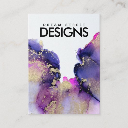 金ゴールドピンク紫色の水彩表示カード 名刺 (正面)