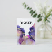 金ゴールドピンク紫色の水彩表示カード 名刺 (スタンド正面)