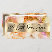 金ゴールドピンク色のホイルフェイクギフト券 (正面/裏面)