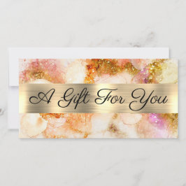 金ゴールドピンク色のホイルフェイクギフト券