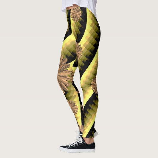 金ゴールドピンク色の黒いレギンス長い10代の若者 レギンス (左)