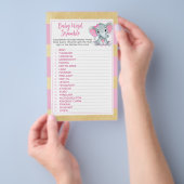 金ゴールドピンク象ベビー単語スクランブルゲーム チラシ (ハンドル)