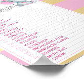 金ゴールドピンク象ベビー単語スクランブルゲーム ポスター (角)