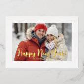 金ゴールドピンスリーフォイル新年 箔シーズンカード (正面)