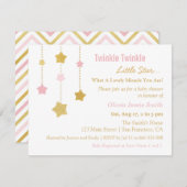 金ゴールドピンフェイククきらめく小さな星のベビーシャワー 招待状 (正面/裏面)