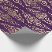 金ゴールドピーコックと紫の映画 ラッピングペーパー (角)