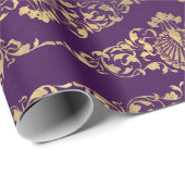 金ゴールドピーコックと紫の映画 ラッピングペーパー (ロールコーナー)
