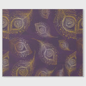 金ゴールドピーコックの羽 ラッピングペーパー (フラット)