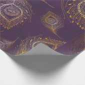 金ゴールドピーコックの羽 ラッピングペーパー (角)