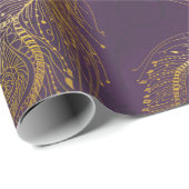 金ゴールドピーコックの羽 ラッピングペーパー (ロールコーナー)