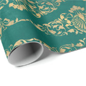金ゴールドピーコックスとフィリーグオングリーン ラッピングペーパー (ロールコーナー)