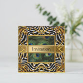 金ゴールドピーコックゼブラ招待状任意パーティー 招待状 (スタンド正面)