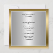 金ゴールドピーコックゼブラ招待状任意パーティー 招待状 (裏面)