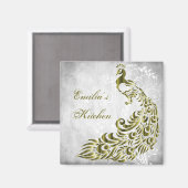 金ゴールドピーコックパーソナライズされた磁石 マグネット (正面/裏面)