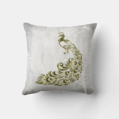 金ゴールドピーコックパーソナライズされた装飾用クッション クッション (裏面)