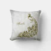 金ゴールドピーコックパーソナライズされた装飾用クッション クッション (正面)