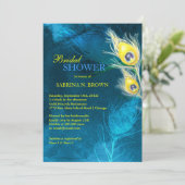 金ゴールドピーコックフェザーズブルーブライダルシャワー 招待状 (スタンド正面)