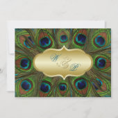 金ゴールドピーコックフェザー結婚式招待状 招待状 (正面)
