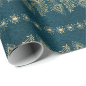 金ゴールドピーコックフラワーズオンティール(緑がかった色) ラッピングペーパー (ロールコーナー)