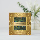 金ゴールドピーコック招待状Anyパーティー 招待状 (スタンド正面)